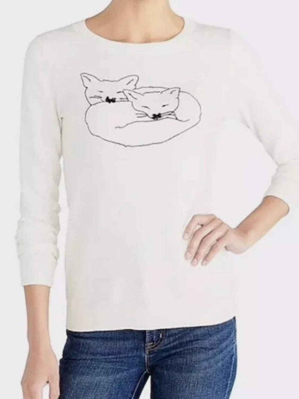 J Crew Sweatshirt with Sleeping Fox Graphic